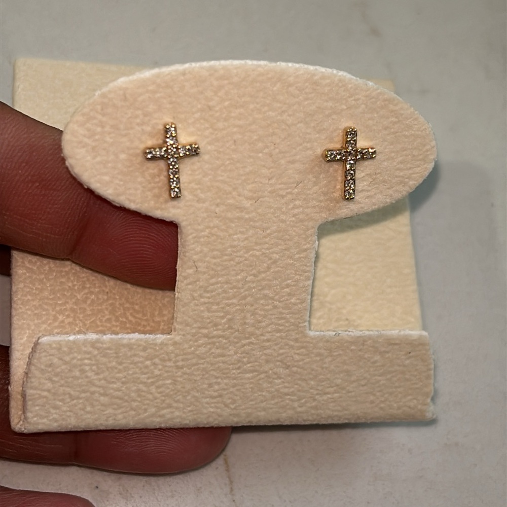 Angara 14k Gold Diamond Cross Earrings